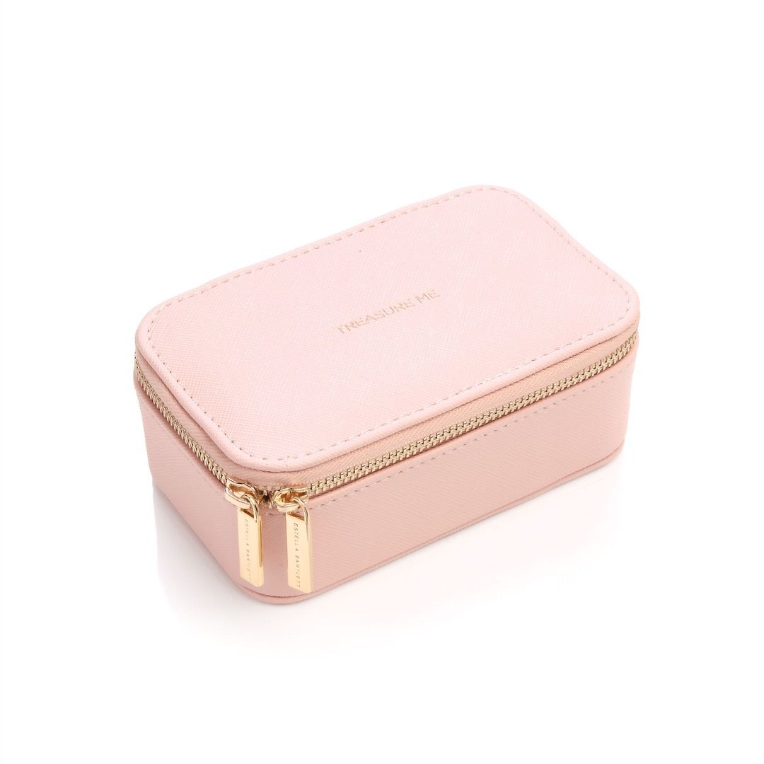 A double zip pink blush jewellery box