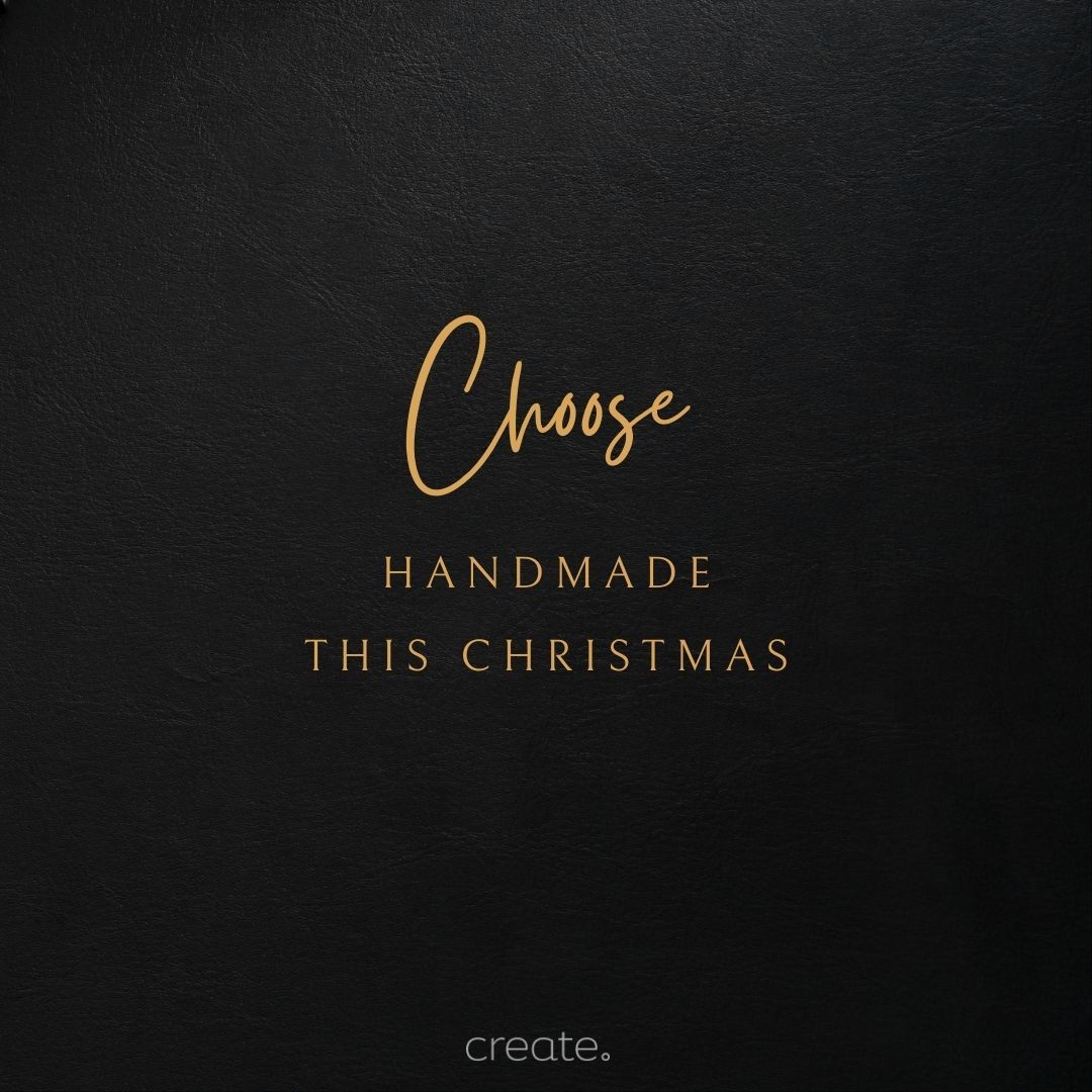 Choose handmade this Christmas: Gold text, black background