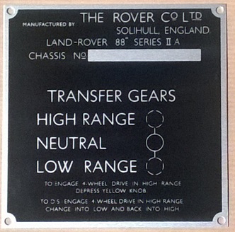 PLATE 008 - Chassis Number Plate, Series 2a, 88