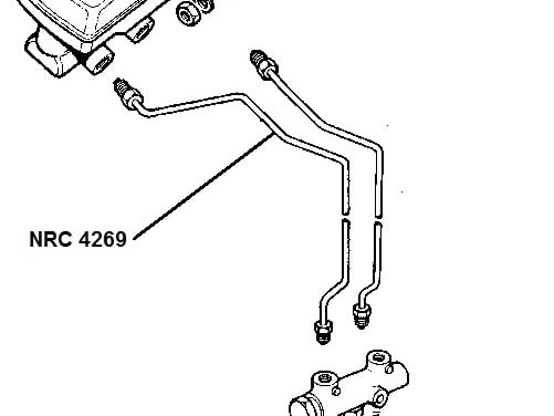 NRC 4269 - Brake Pipe, Front of Master Cylinder to Front of PDWA, RHD Dual Line from July 1980 onwards
