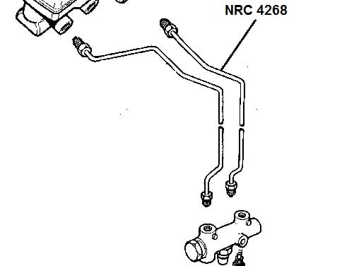 NRC 4268 - Brake Pipe, Rear of Master Cylinder to Rear of PDWA, RHD Dual Line from July 1980 onwards