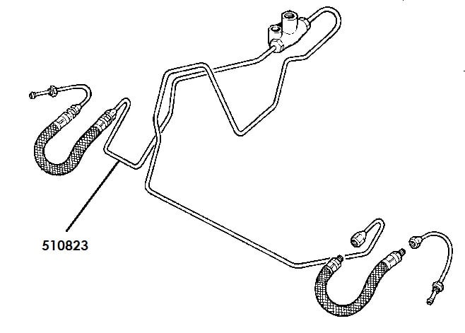 510823 - Brake Pipe, 3-way connector to Front RH Flexible Hose