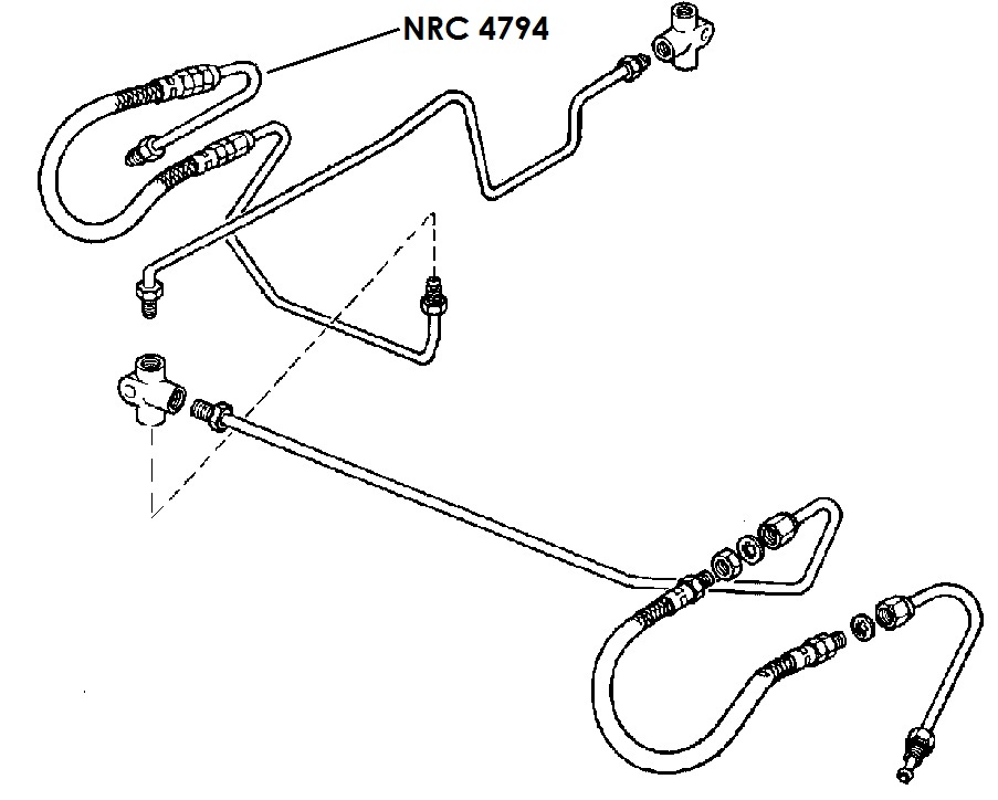 NRC 4794 - Brake Pipe, Front Hose to Right Hand Top Wheel Cylinder, 6-cylin