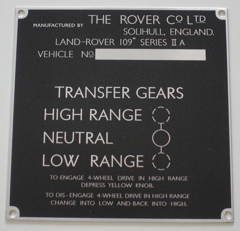 PLATE 011 - Chassis Number Plate, Series 2a, 109