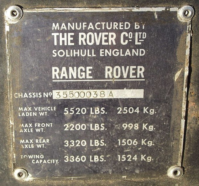 PLATE 050 - Chassis Number Plate, Type 1