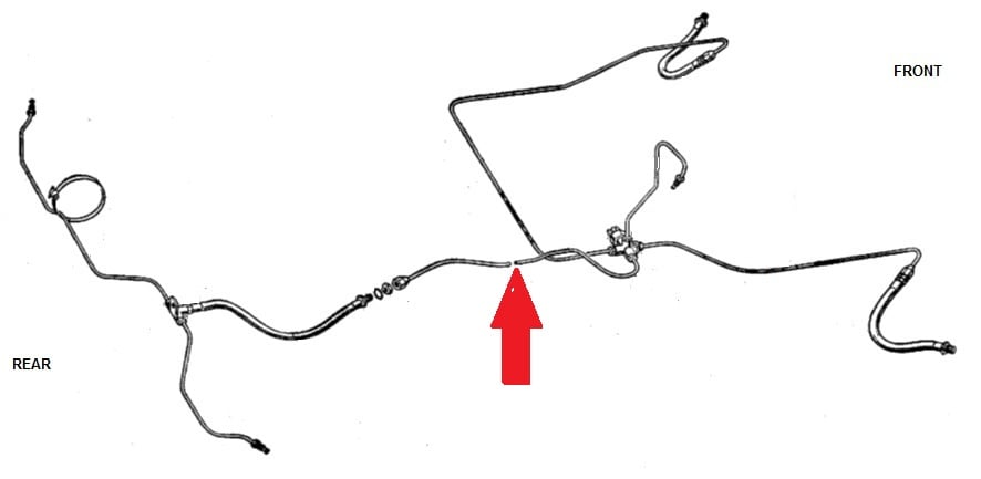 279418 - Brake Pipe, 4-way or 5-way connector to Rear Flexible Hose