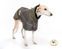 Waterproof Padded Luxury Jacket; Grey/Olive Green for Greyhounds