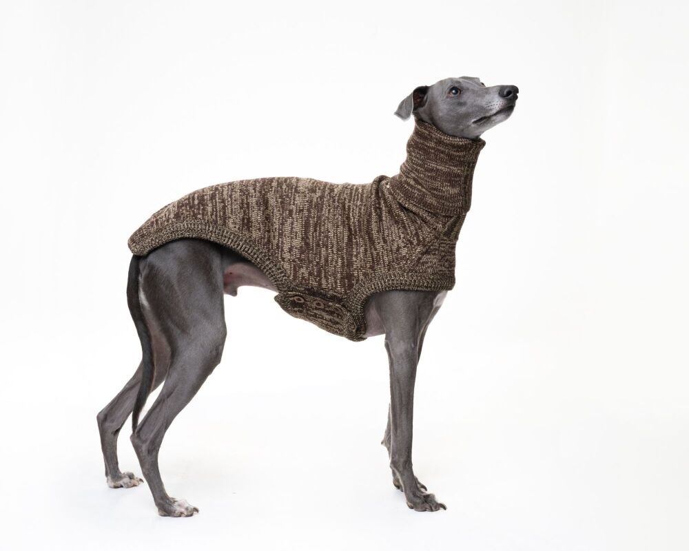Brindle Sweater: Chocolate Brown/Beige for Whippets