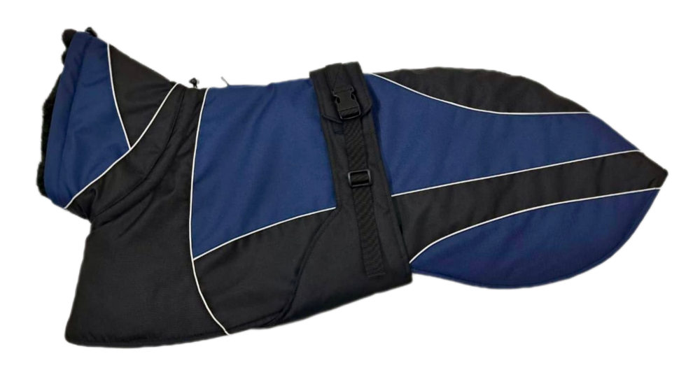 **JUST ARRIVED!** Waterproof Padded Luxury Jacket; Black/Indigo for Whippets