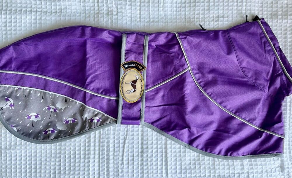 Purple Umbrella Print Rain Mac for Whippets