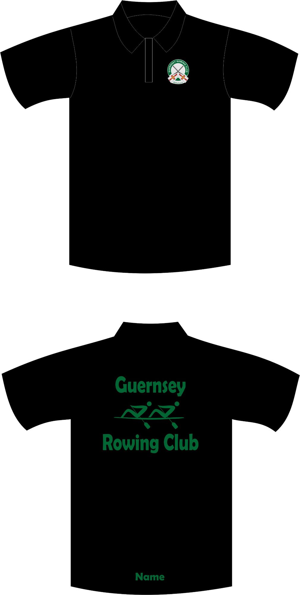 Guernsey Rowing Club Sports Technical Polo Shirt Black