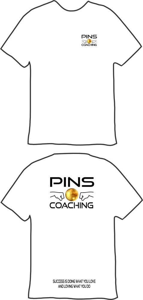 PINS COACHING FOOTBALL SHIRT WHITE - SMALL LOGO FRONT