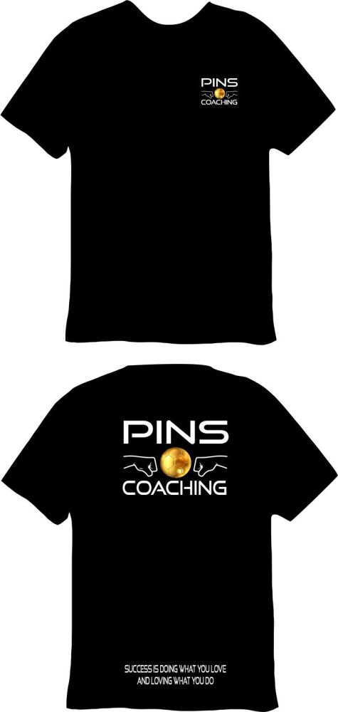 PINS COACHING FOOTBALL SHIRT BLACK - SMALL LOGO FRONT