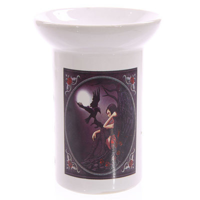 Ceramic Picture Oil Burner Dark Angel with Raven - 12.5cm