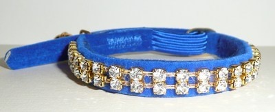 Blue Velvet Cat Collar With Swarovski Crystals
