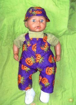 doll's Halloween dungarees outfit to fit George dolls and most 18 inch baby boy dolls