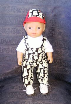 Doll's halloween dungarees to fit 12 inch baby boy doll
