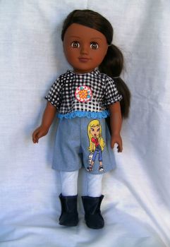 Dolls shorts, tights,top and boots set to fit Sindy and friends 18 inch high