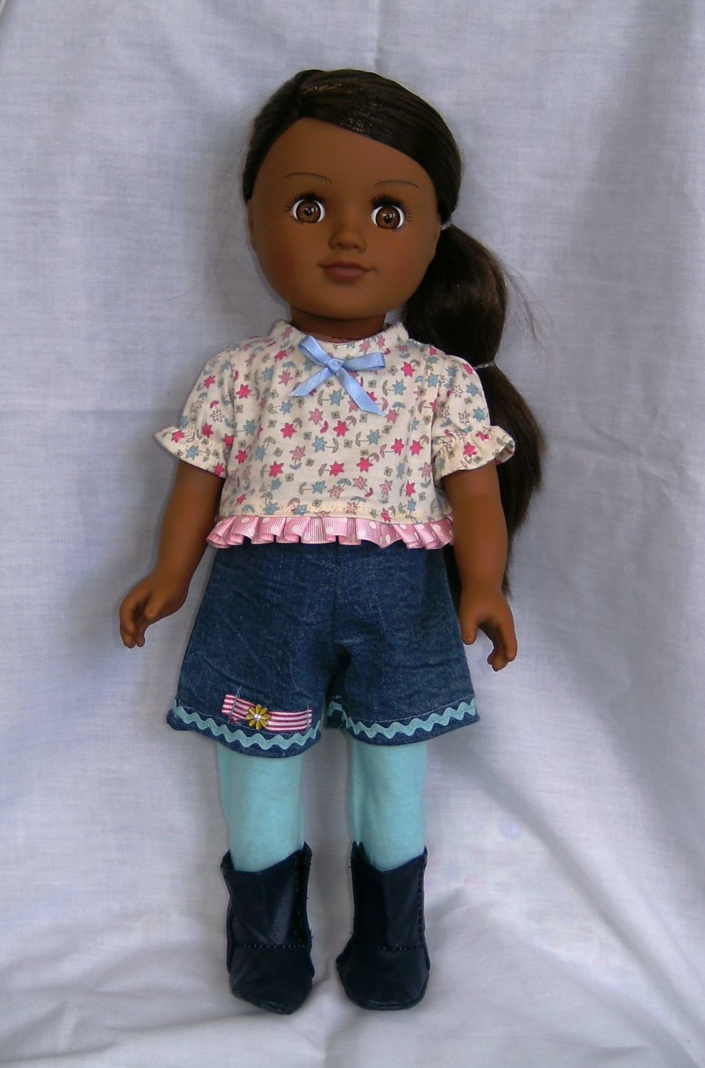 Dolls shorts, tights,top and boots set to fit American Girl doll