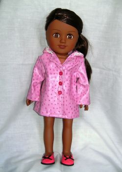 Doll's raincoat made to fit the 18 inch high Sindy doll and most 18 inch girl dolls