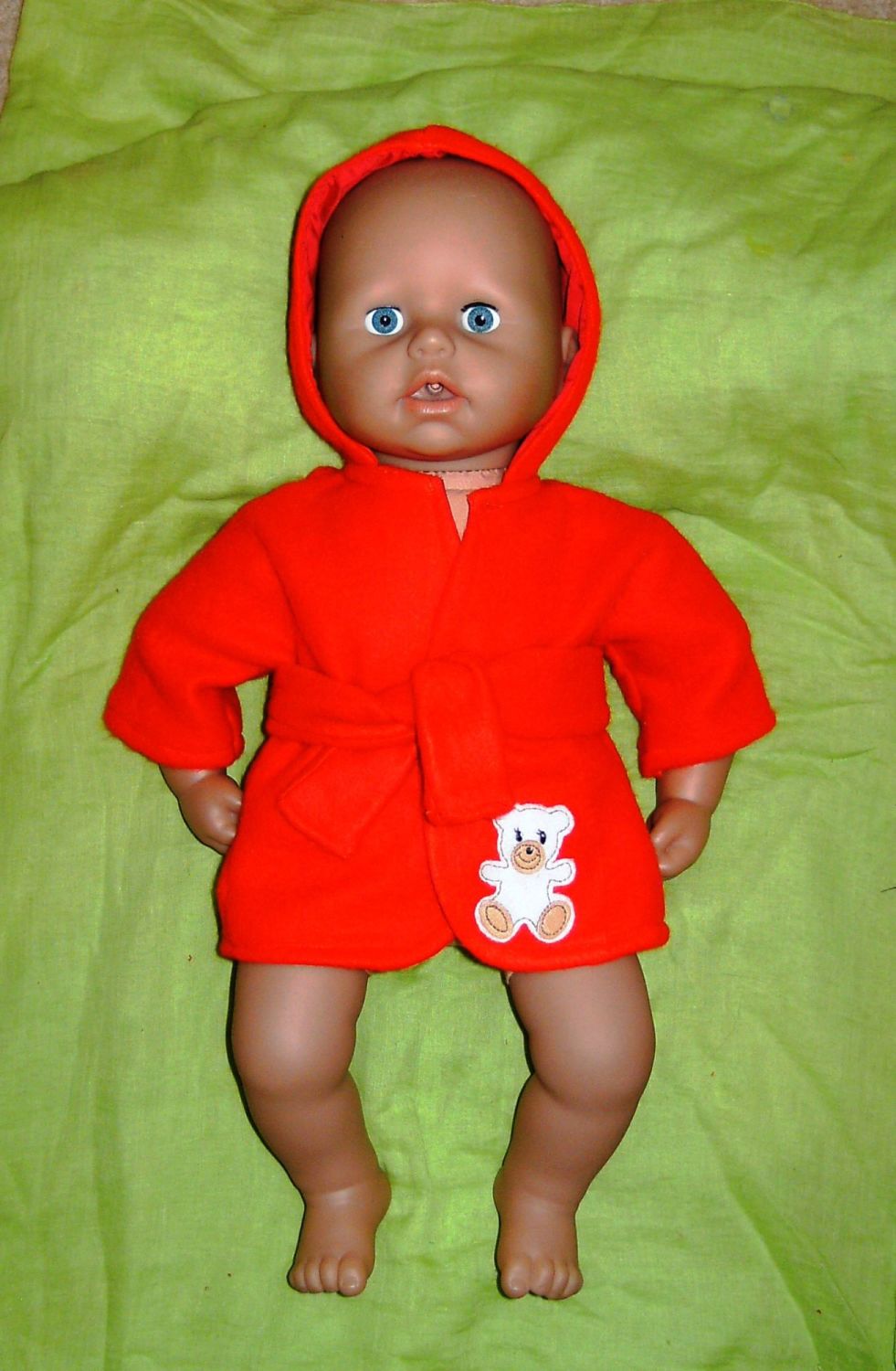 Bathrobe made for the 18 inch high baby George doll