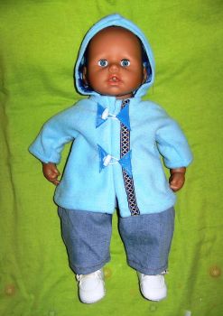 Doll's duffle coat made to fit the 18 inch high Baby George doll