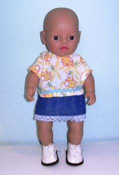 Doll's top and skirt set