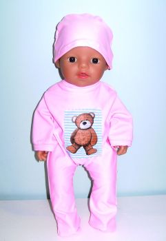Doll's babygro / sleepsuit and beanie  for a 12 inch baby doll