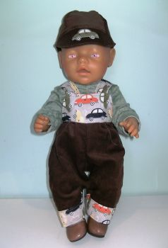 Doll's dungaree set made to fit Baby Born boy and similar sized baby boy dolls