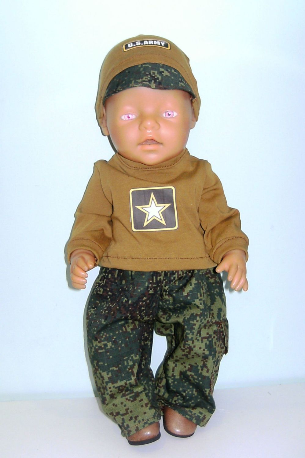 Doll's army outfit to fit Baby Born doll and most 16 inch high baby dolls