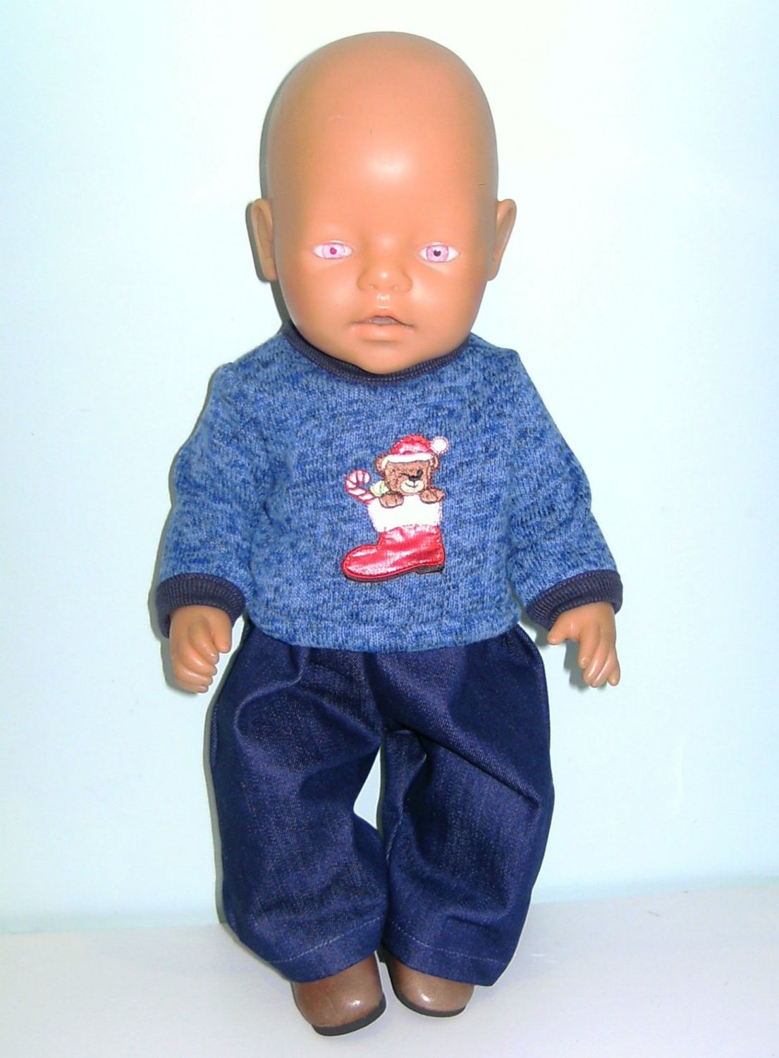 Doll's Christmas jumper outfit to fit baby Born Boy
