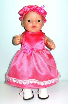Doll's pink satin party dress