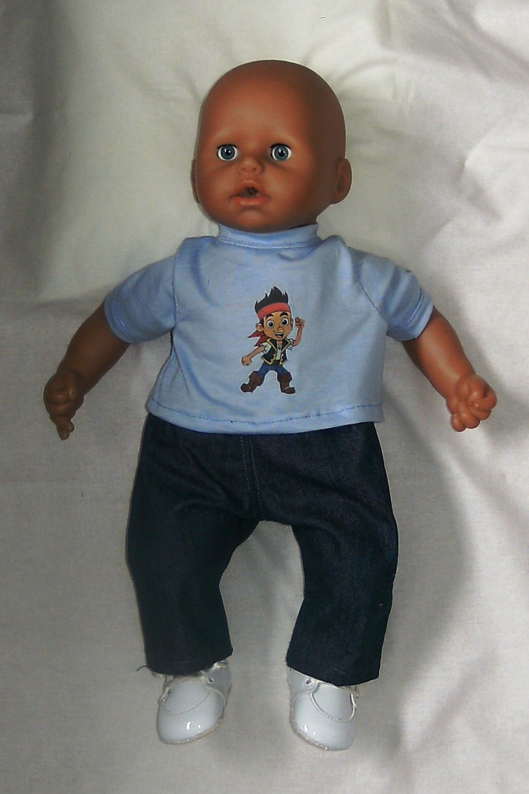 Doll's jeans and tee shirt made to fit Baby George and most 18 inch high ba