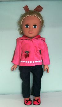 Doll's hooded corduroy jacket and jeans with real pockets
