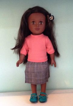 Doll's skirt and t shirt made to fit the 18 inch high Sindy doll and others