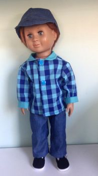 doll's jeans, shirt and cap to fit a 18 inch boy doll 