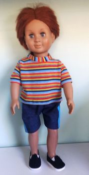 Doll's denim shorts and tee shirt made to fit a 18 inch high boy doll
