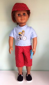 Doll's shirt, shorts and baseball hat set made for 18 inch boy dolls