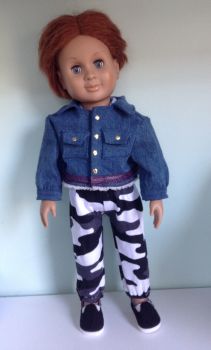 Doll's denim jacket to fit  18 inch boy doll such as Our Generation