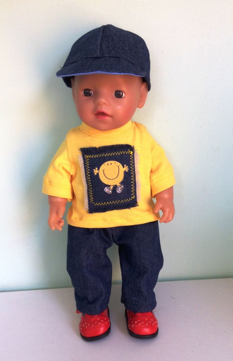 Doll's jeans set made to fit a 12 inch high baby boy doll