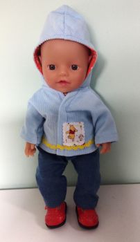 Doll's corduroy Jacket and jeans set made to fit a 12 inch high baby boy doll
