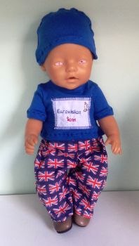 Doll's eurovision  song contest outfit made to fit a 16 inch high baby doll