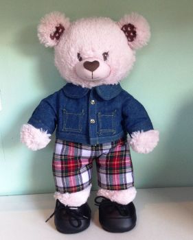 Teddy bear's denim jacket and trousers set