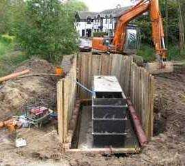 FALCON sewage treatment plant being installed in a high water table site.