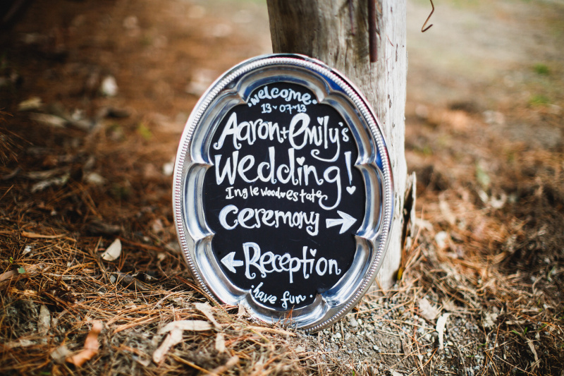 Create low cost but stylish venue directions with chalkboard paint and silv