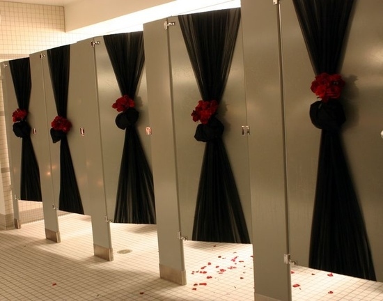 A great fun wedding venue idea that costs little - bling up the toilets