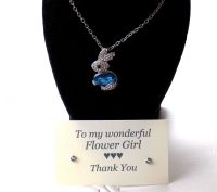 Flower Girl Gift - Blue Bunny Gem Pendant Necklace