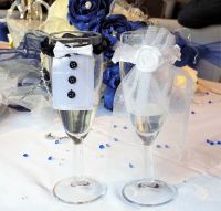 Bride and Groom Champagne Glass Flute Covers