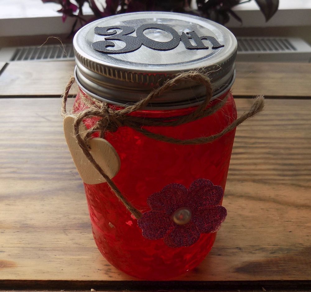 30th Firefly Mason Jar - Frosted Red
