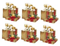 Christmas Puppies in a Christmas Parcel Card Toppers 